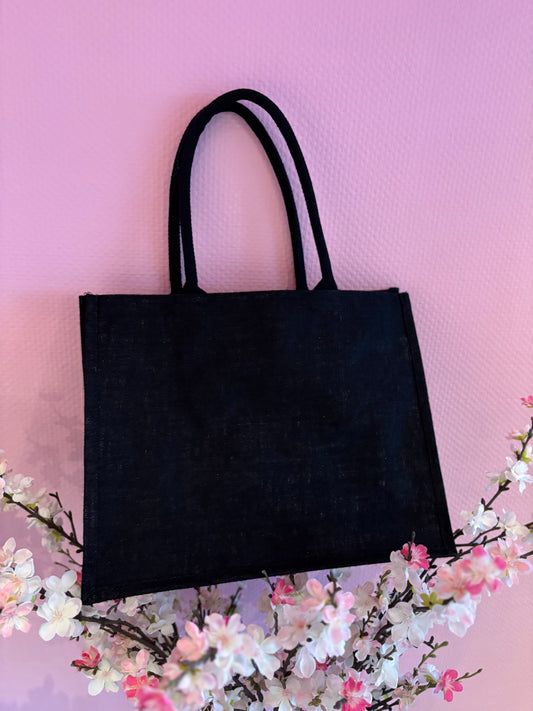 À personnaliser : sac en jute grand noir