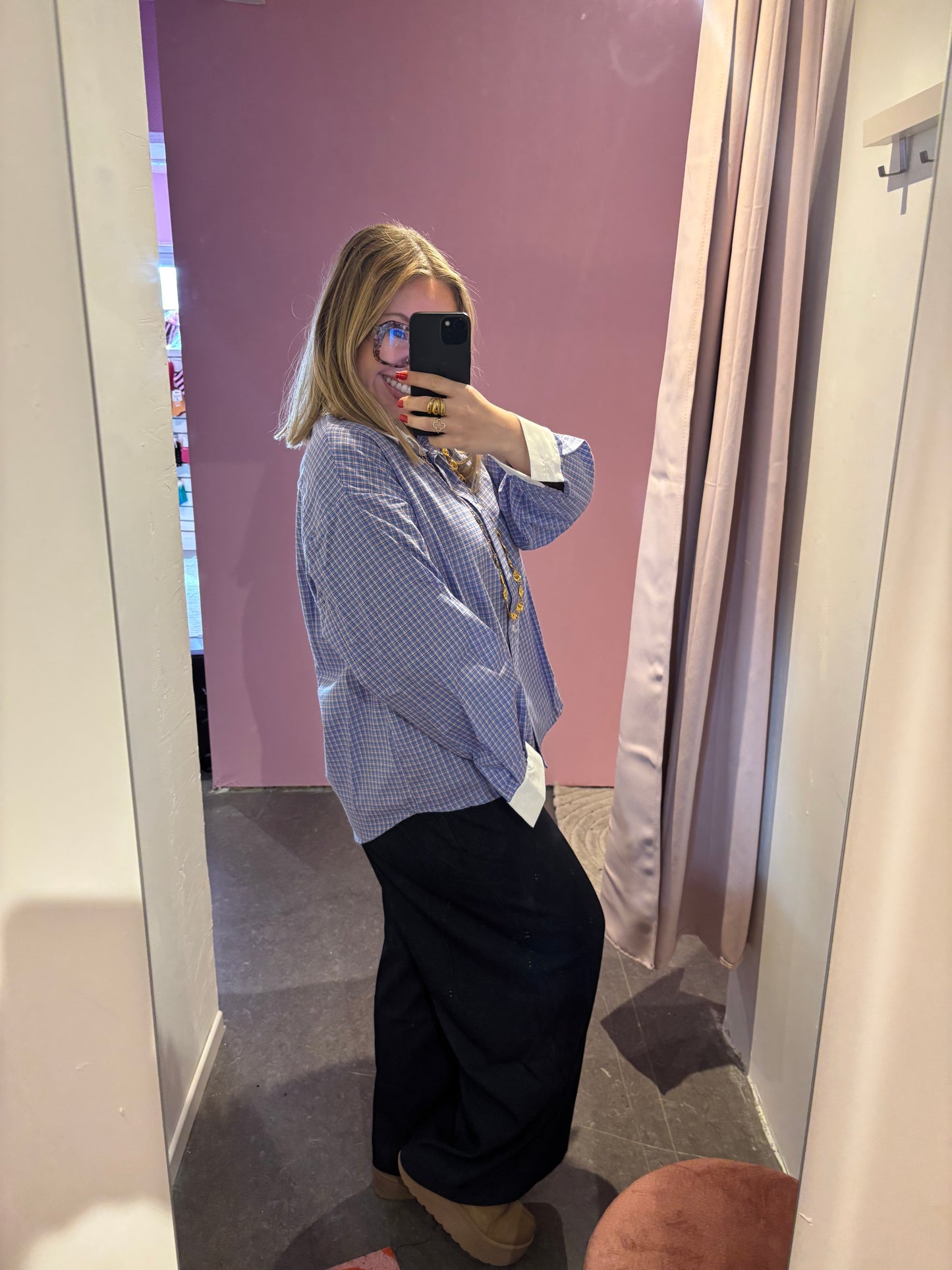 Chemise bleue carreaux Oversize