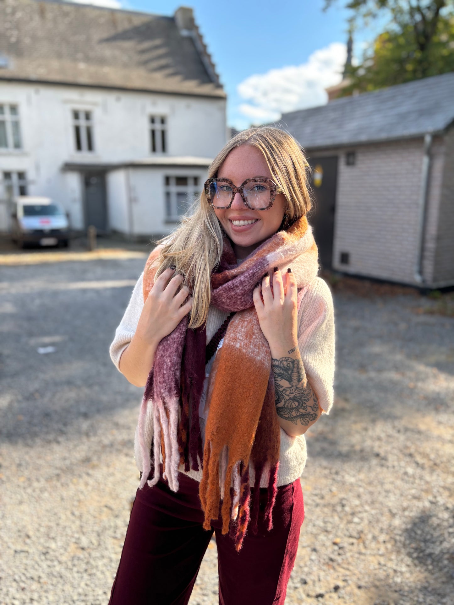 Écharpe Auburn Orange-Bordeaux Personnalisable