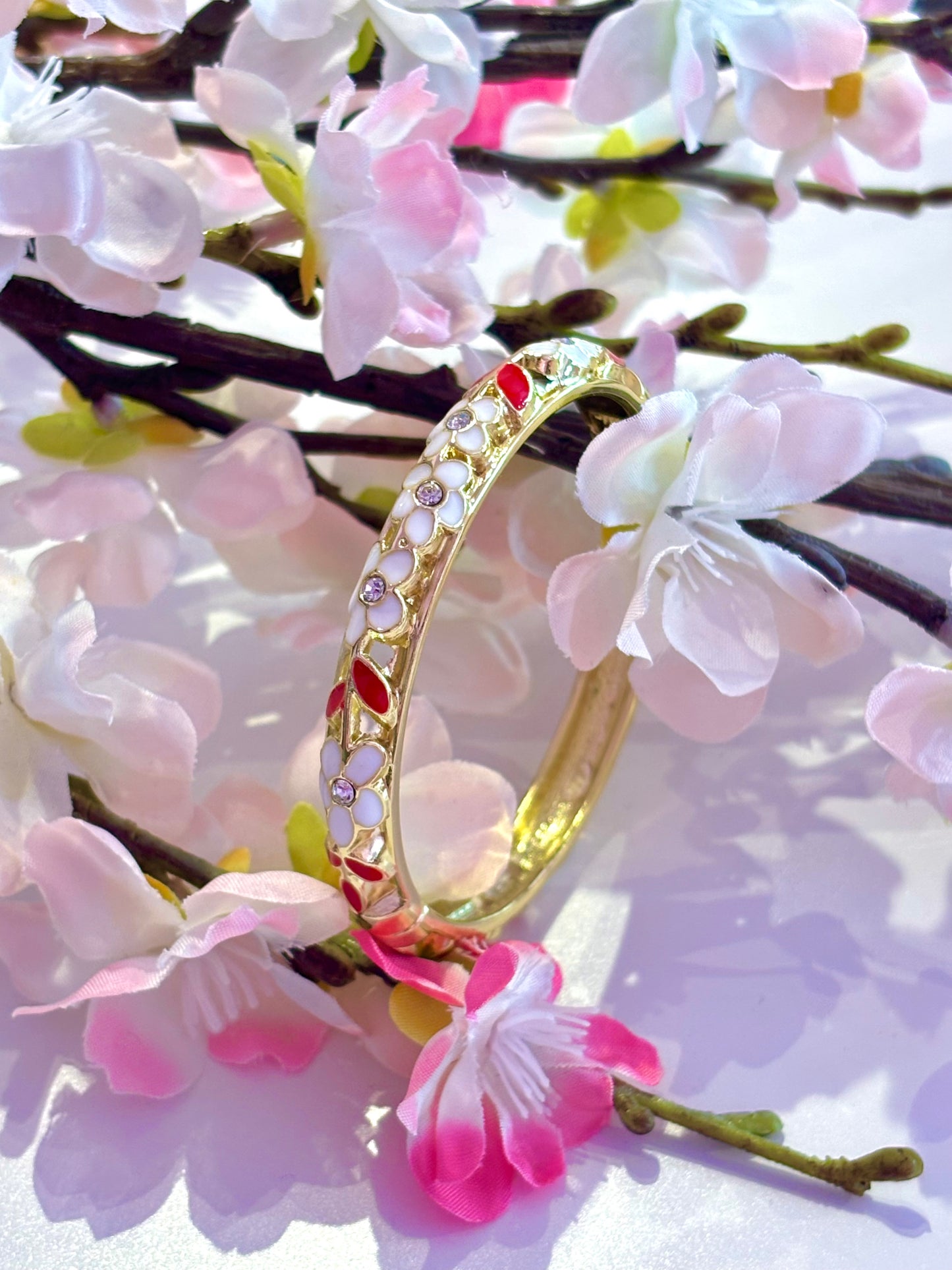Bracelet Jonc Calyra blanc et rouge