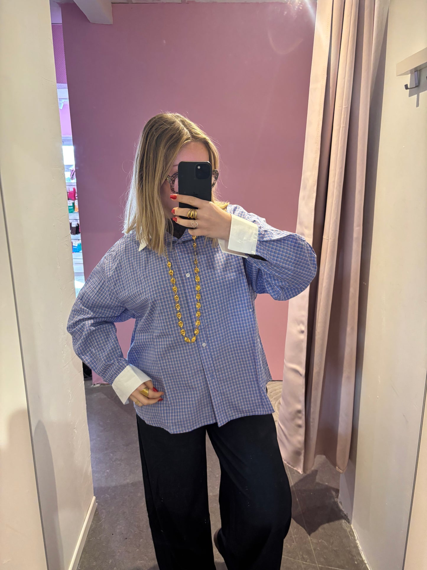 Chemise bleue carreaux Oversize