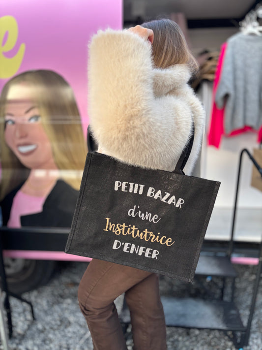 Grand sac en jute Petit bazar + métier