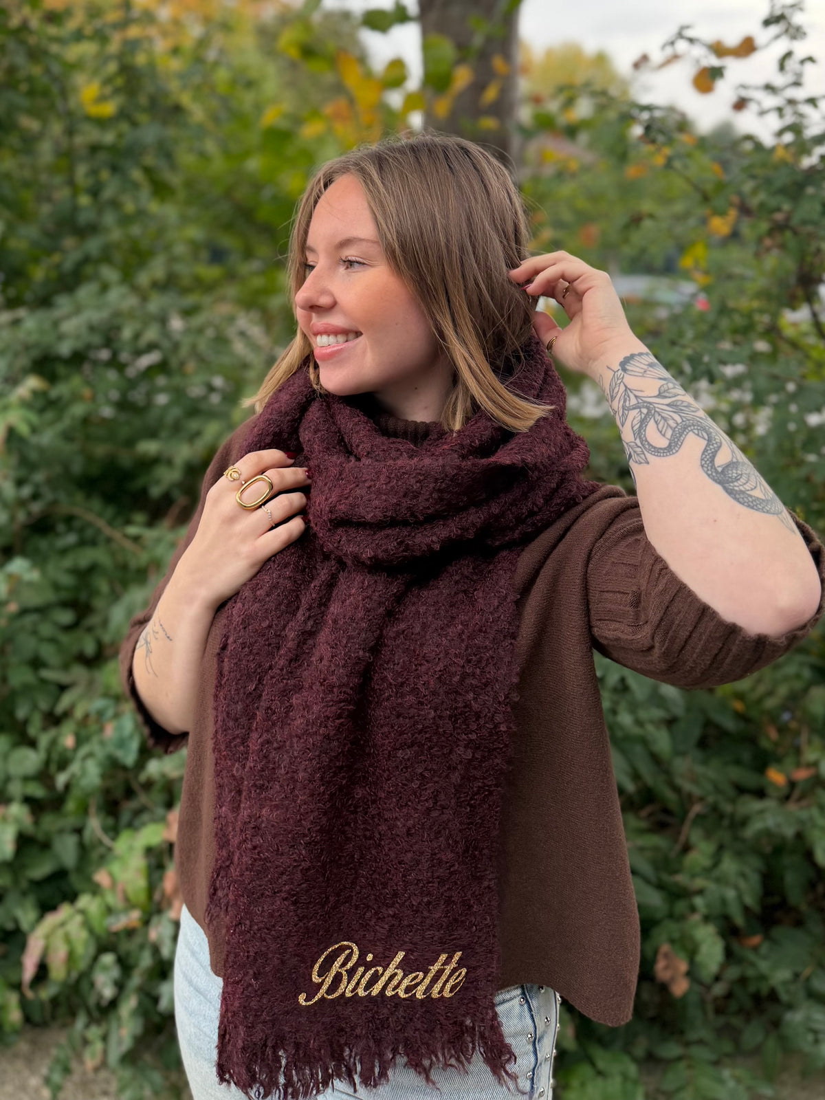 Écharpe Paolina Prune Personnalisable
