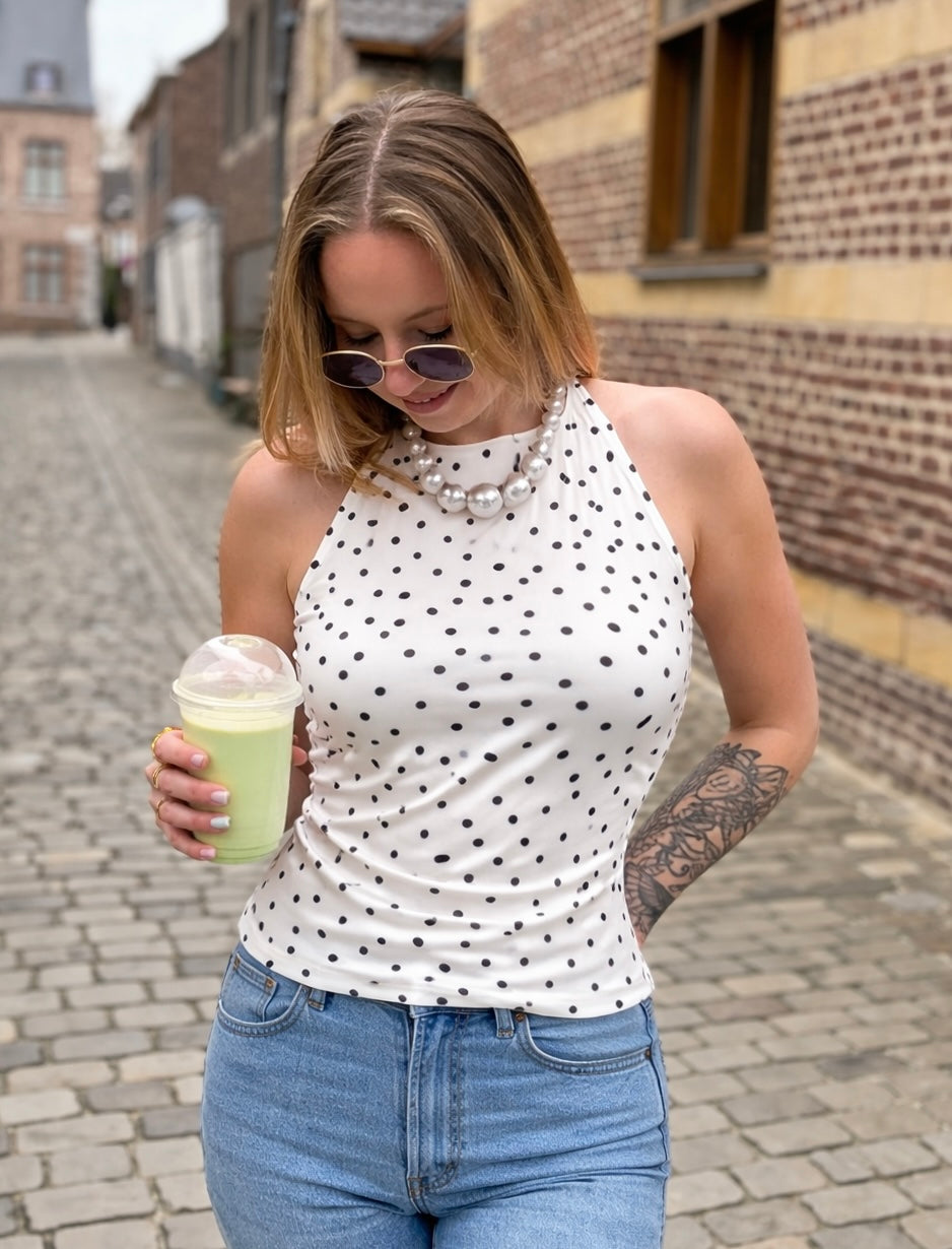 Top Valentine à pois (dos nu)