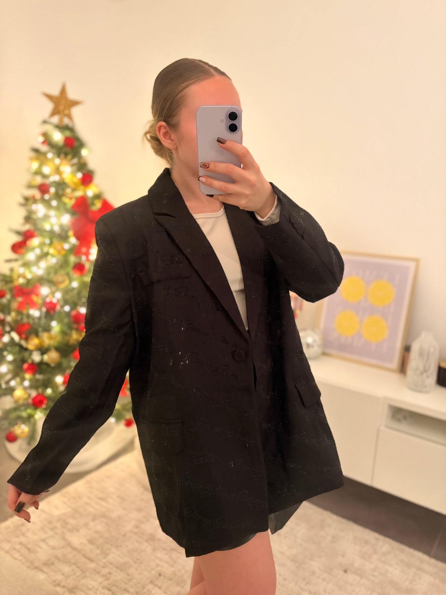 Blazer Noir double B strass