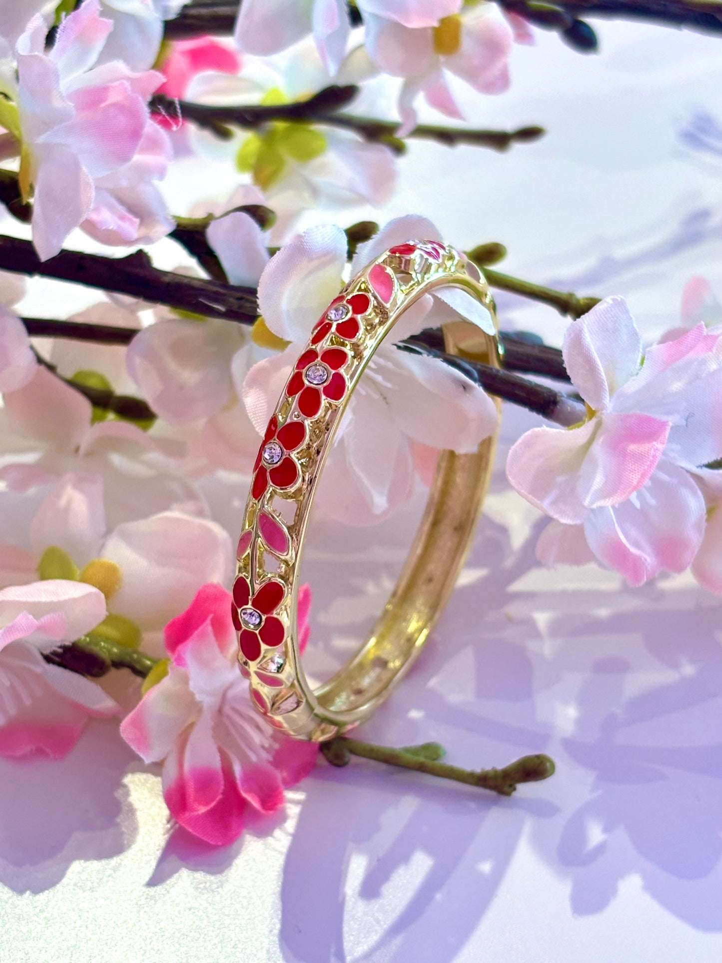 Bracelet Jonc Calyra rouge et rose