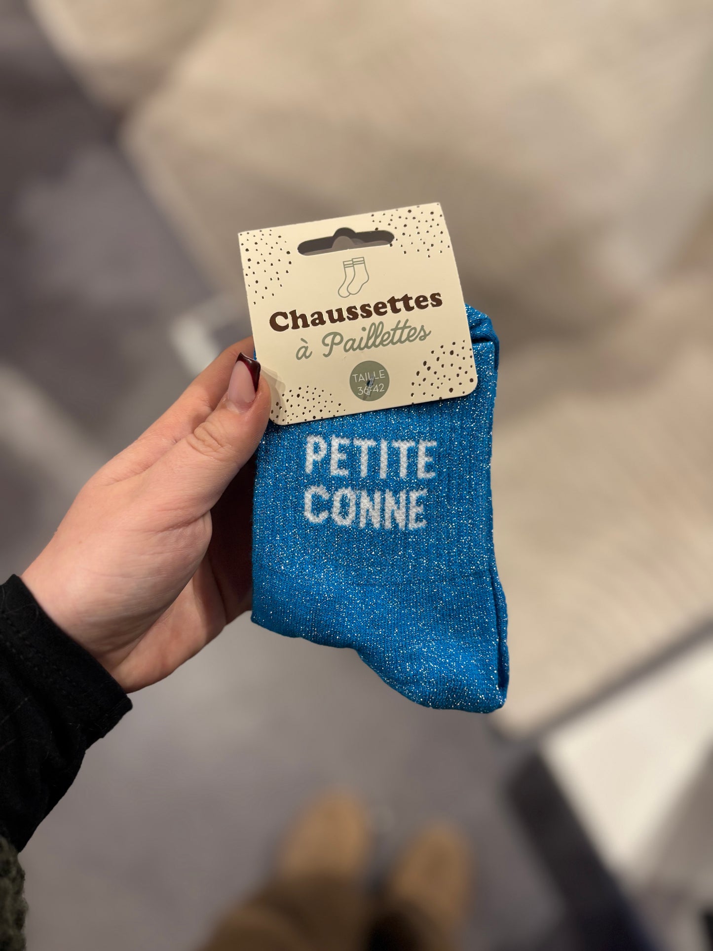 Chaussette à paillettes petite conne bleue