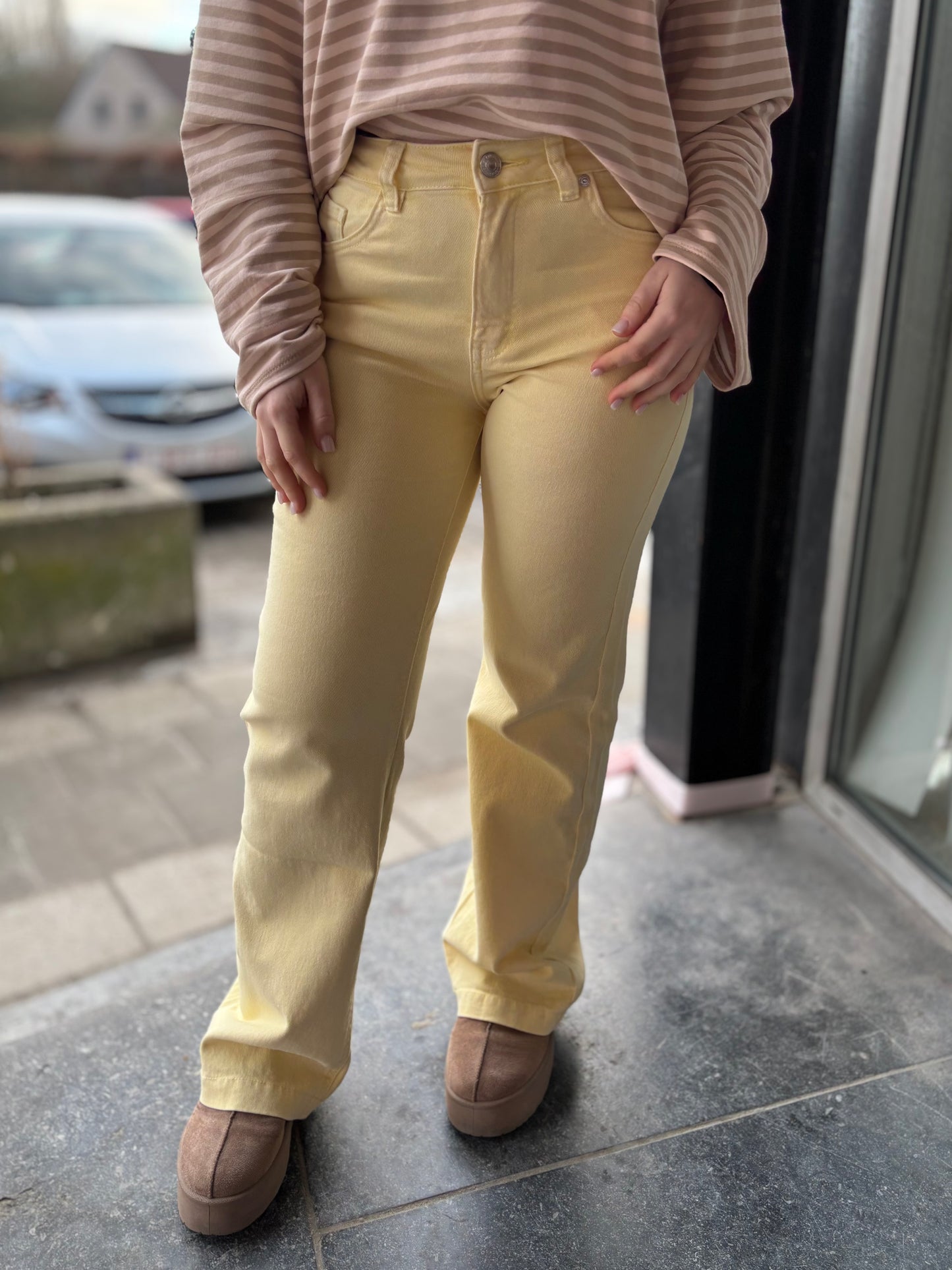 Jeans Lilia Jaune pastel Wide Leg