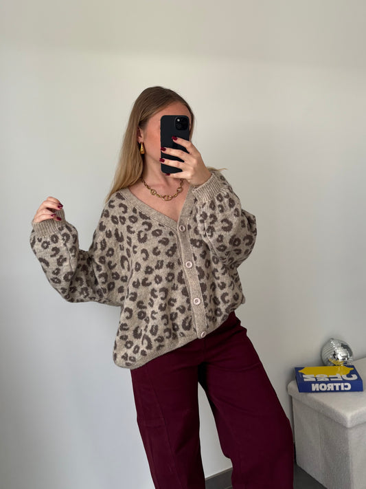 Gilet Léopard Beige Taupe