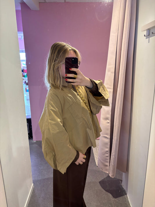 Chemise courte Oversize Taupe