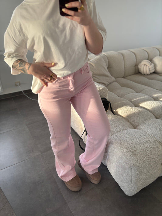 Jeans Lilia rose pastel Wide Leg