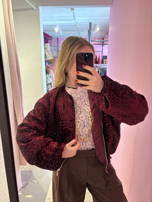 Bombers sequin bordeaux