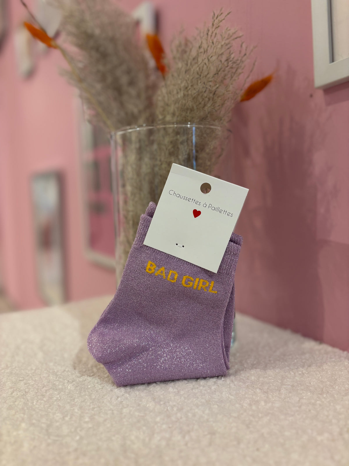 Chaussettes paillettes bad girl