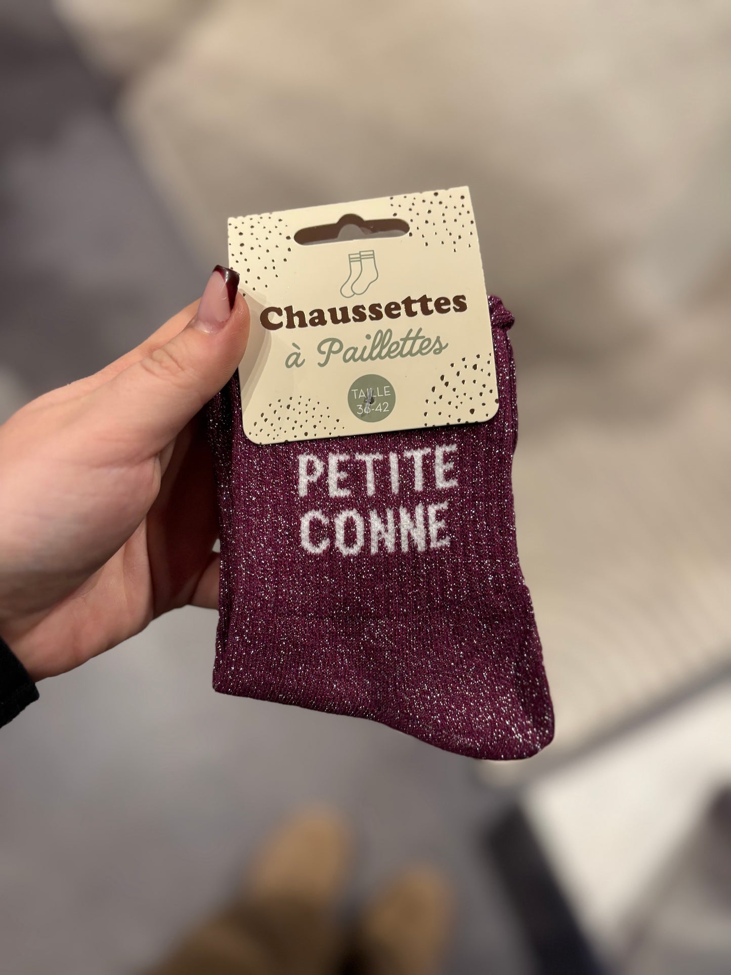 Chaussette à paillettes petite conne violette