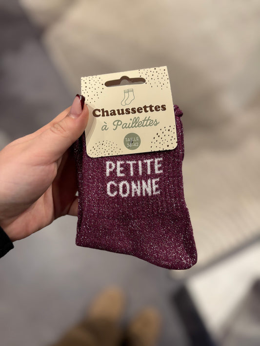 Chaussette à paillettes petite conne violette