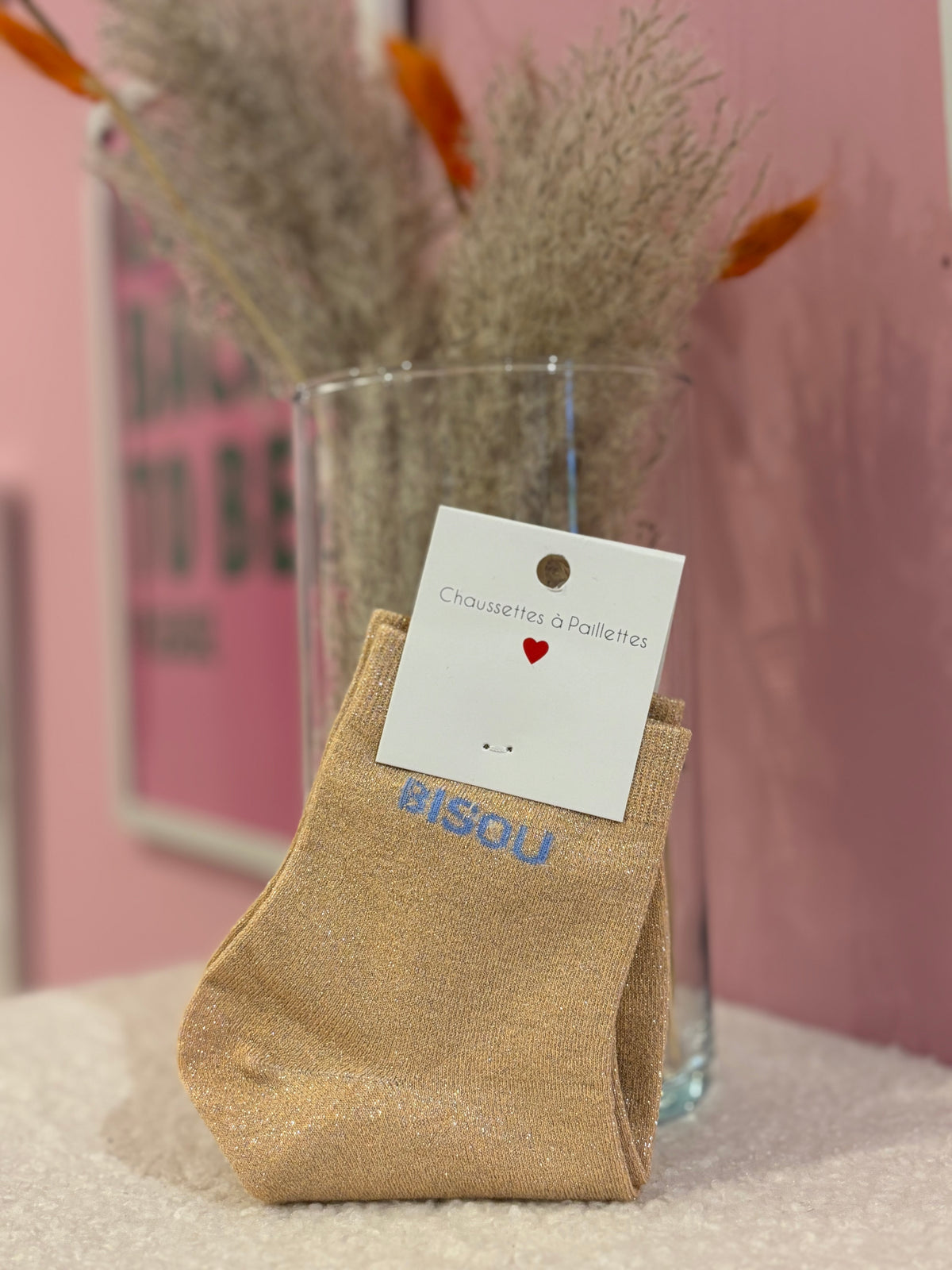 Chaussettes paillettes bisou