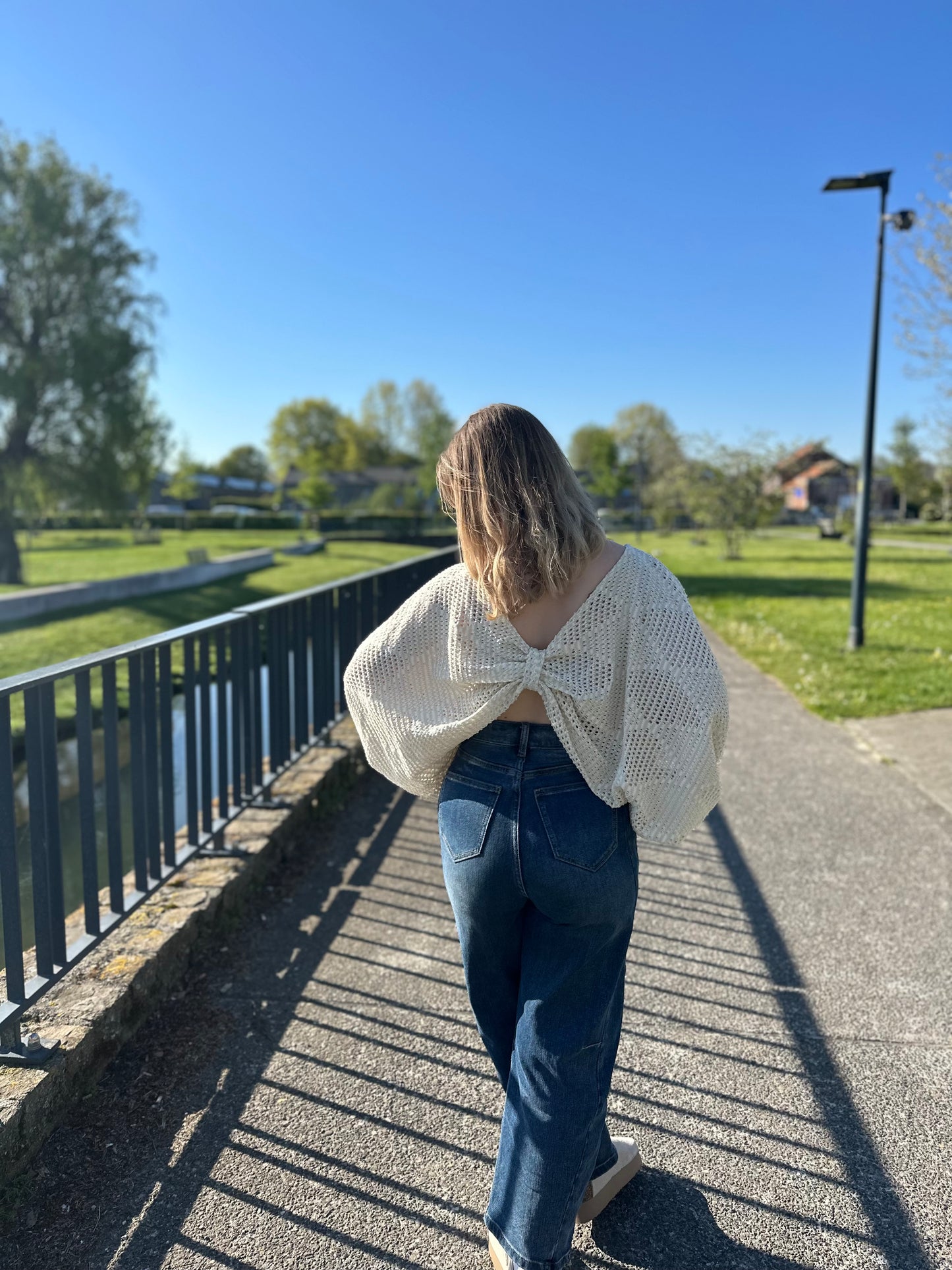 Top Noeud maille beige et dorée