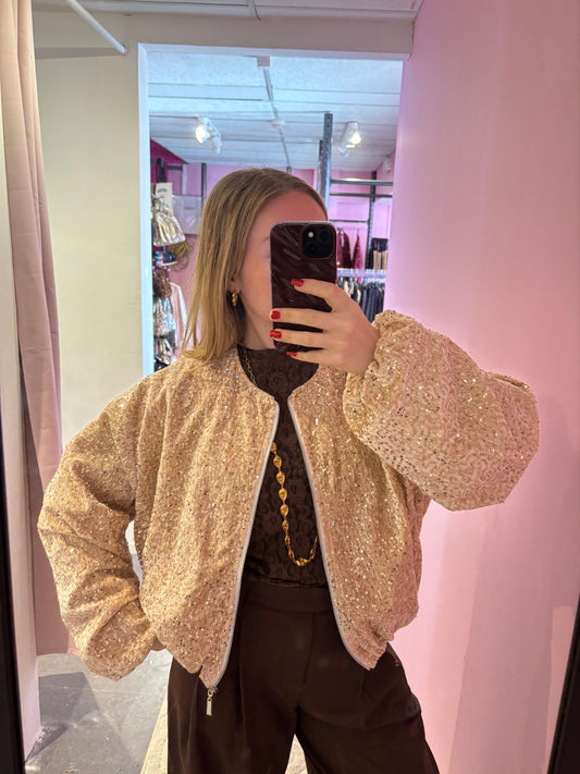 Bombers sequin champagne