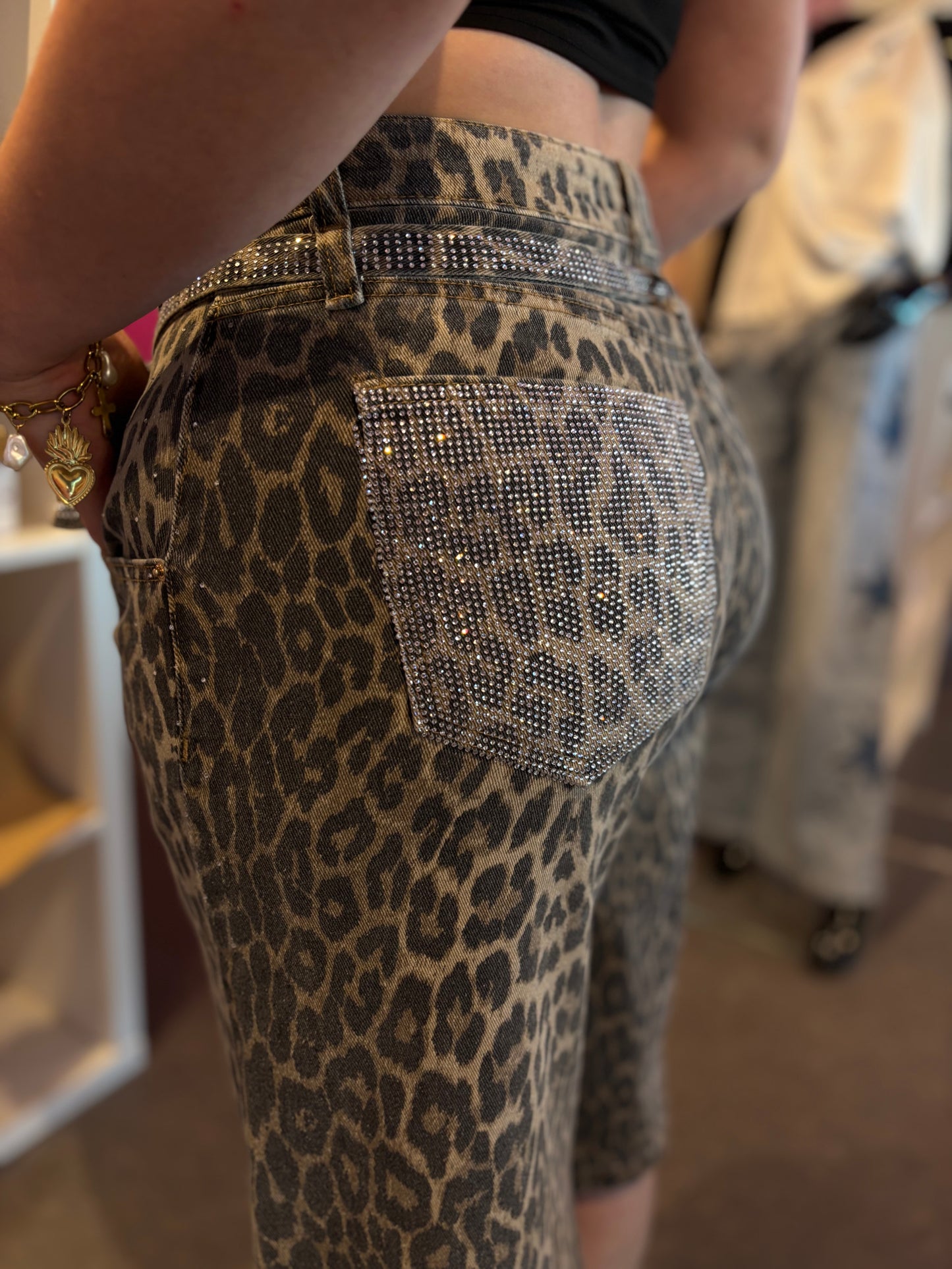 Bermuda léopard strass