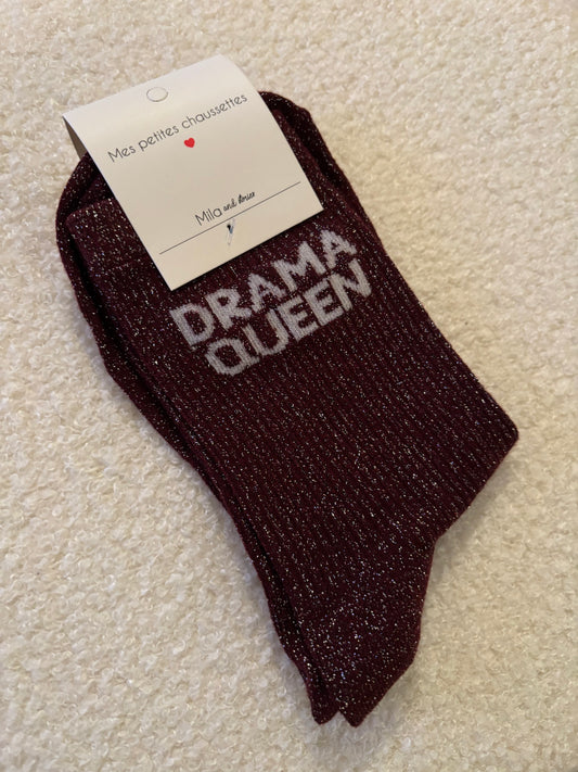 Chaussette à paillettes drama queen chocolat bordeaux