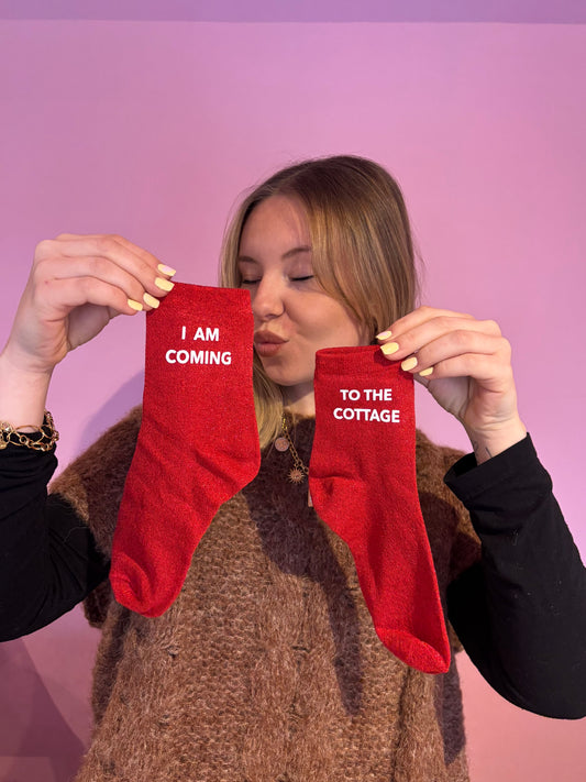 Chaussettes paillettes Iam Coming to the cottage rouges