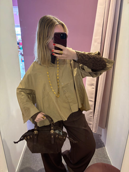 Chemise courte Oversize Taupe