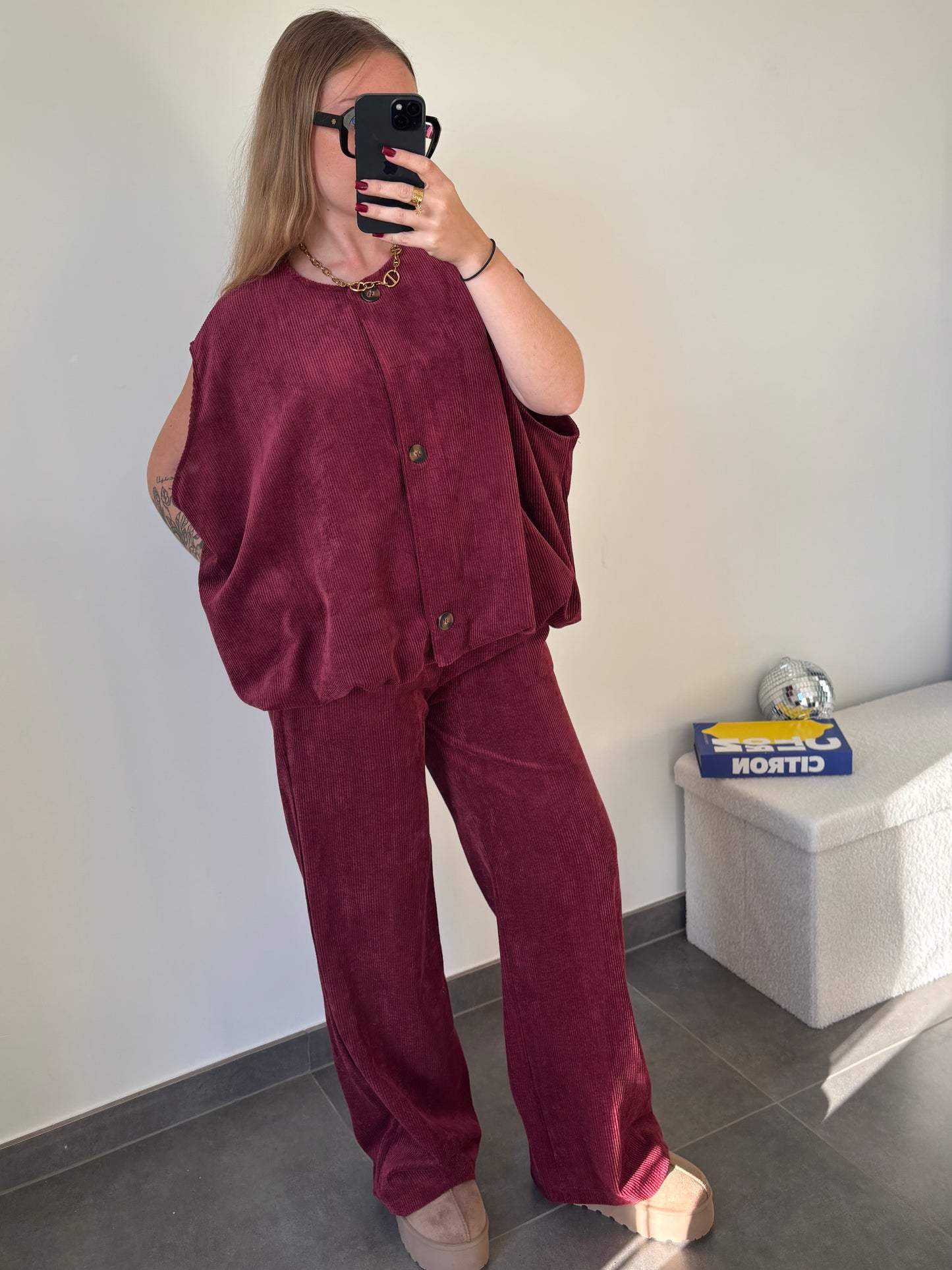 Pantalon Velours Bordeaux