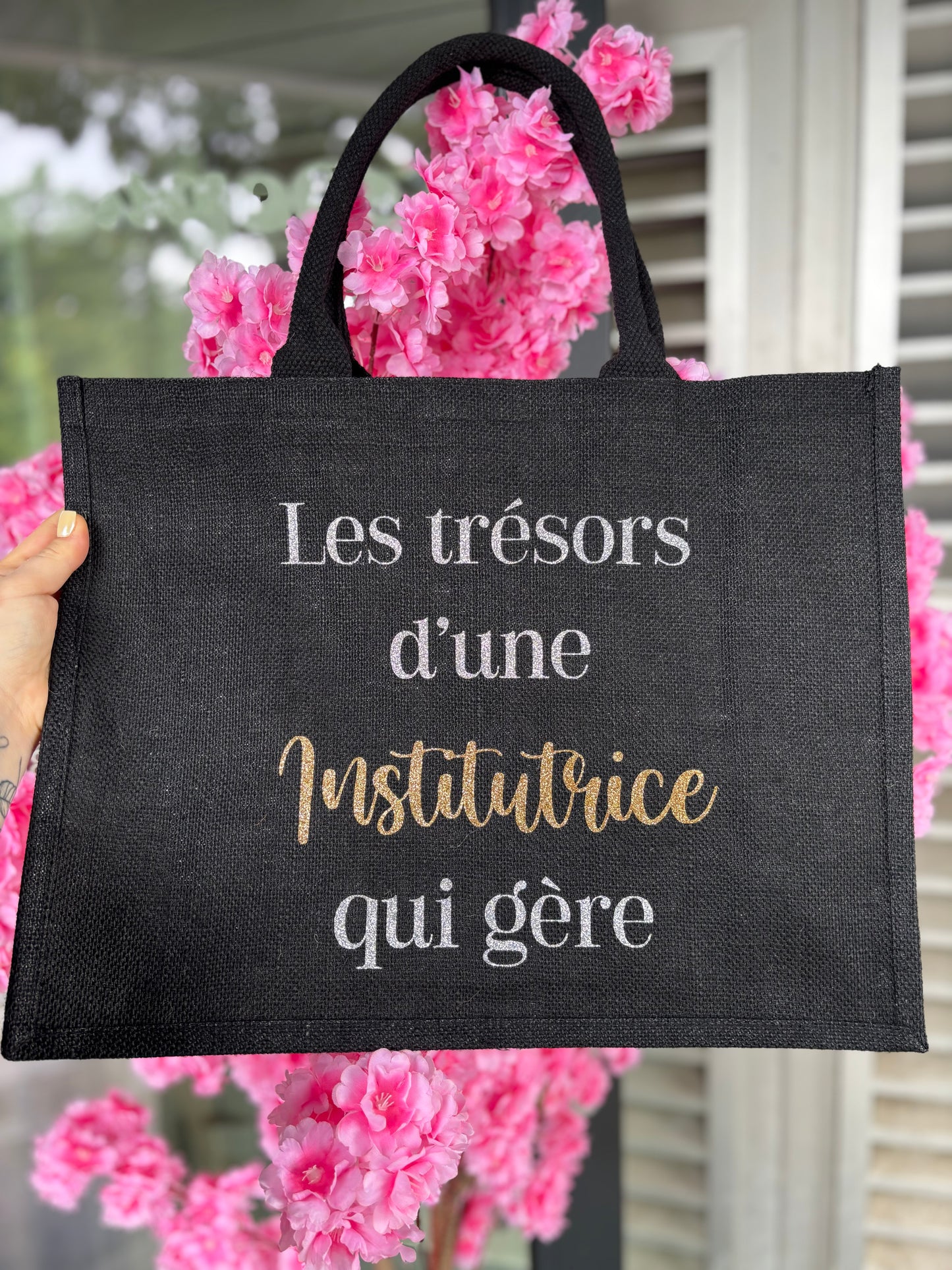 Grand sac en jute les trésor d’une institutrice