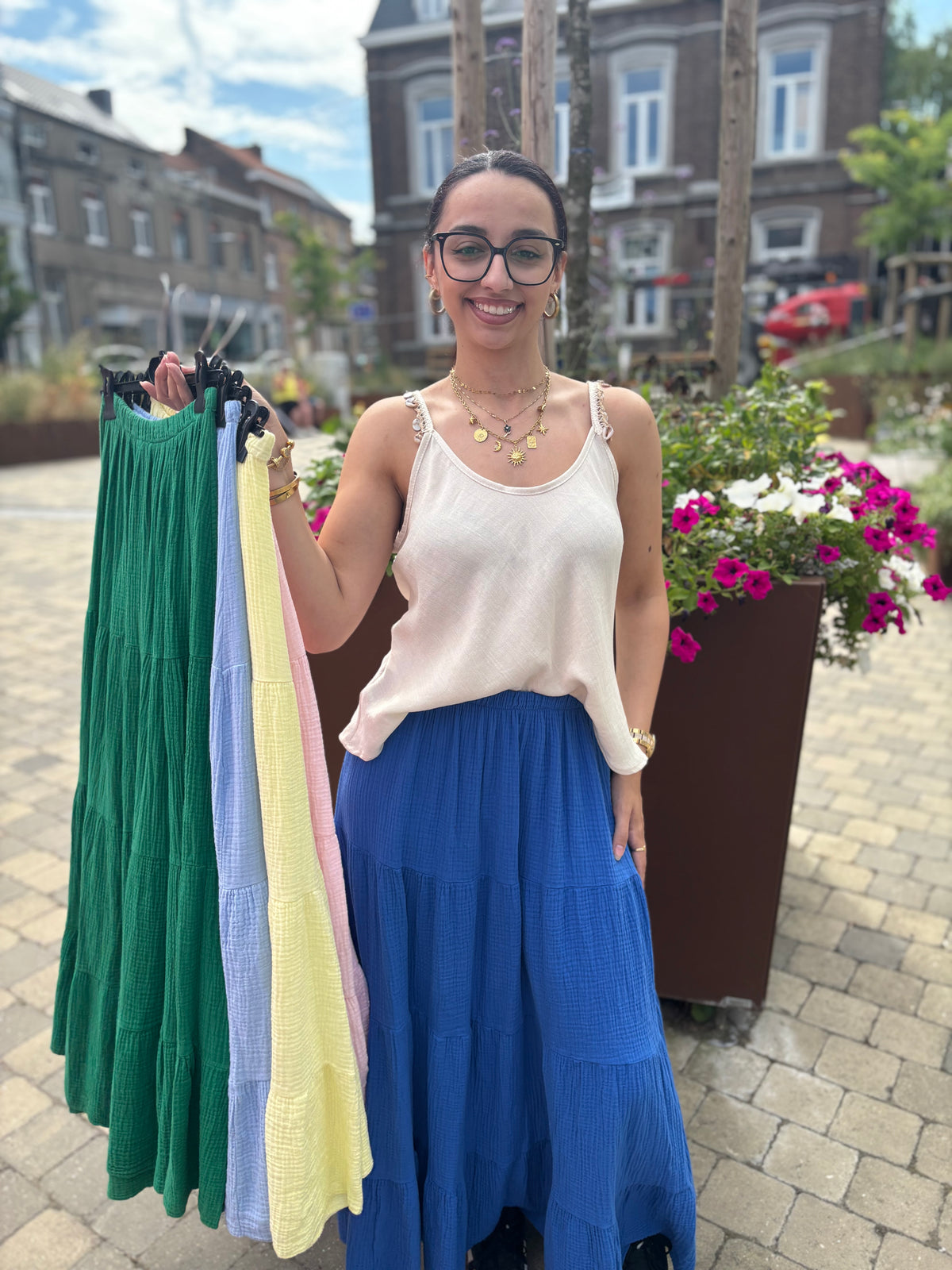 Jupe en gaz de coton diverses coloris