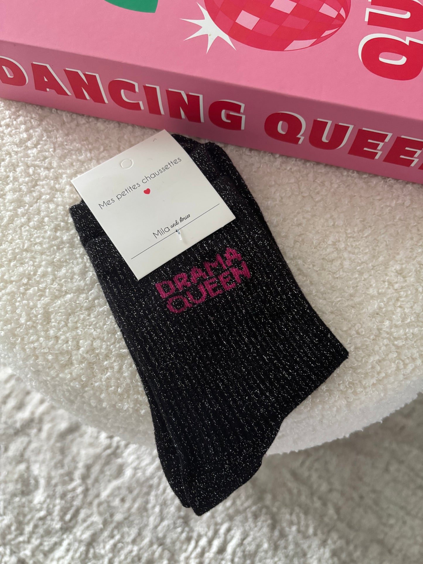 Chaussette à paillettes drama queen noire