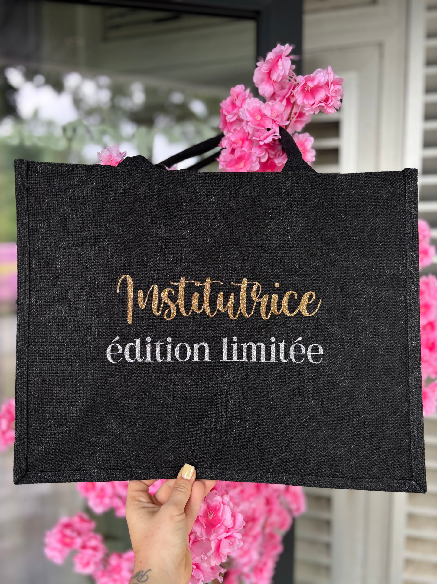 Grand sac en jute Institutrice édition limitée