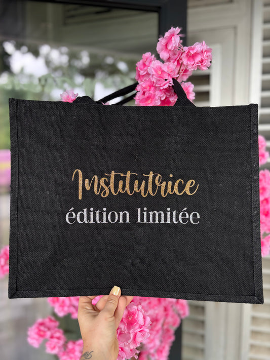 Grand sac en jute Institutrice édition limitée