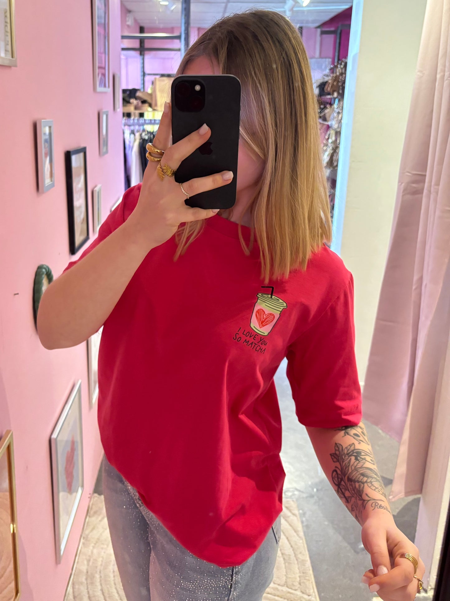 T shirt I love you so Matcha fushia