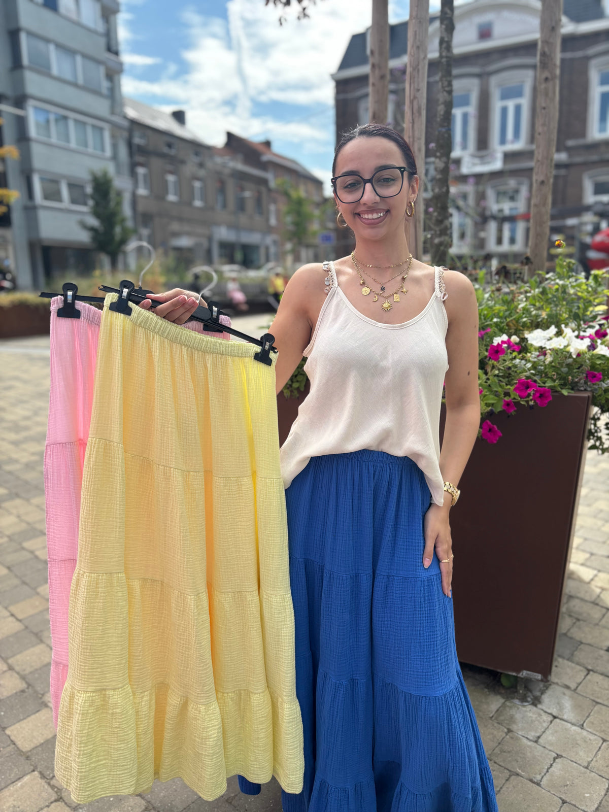 Jupe en gaz de coton diverses coloris