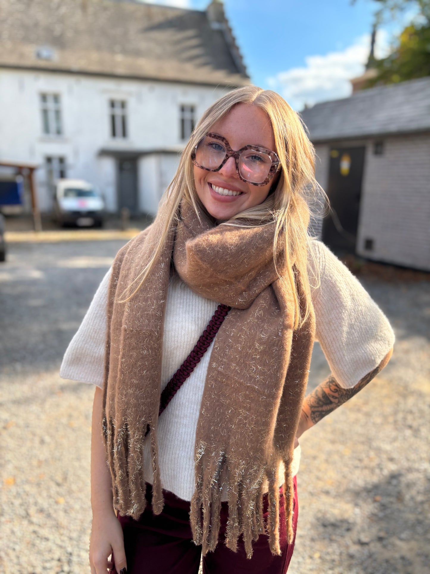 Écharpe Paillettes Brune Personnalisable