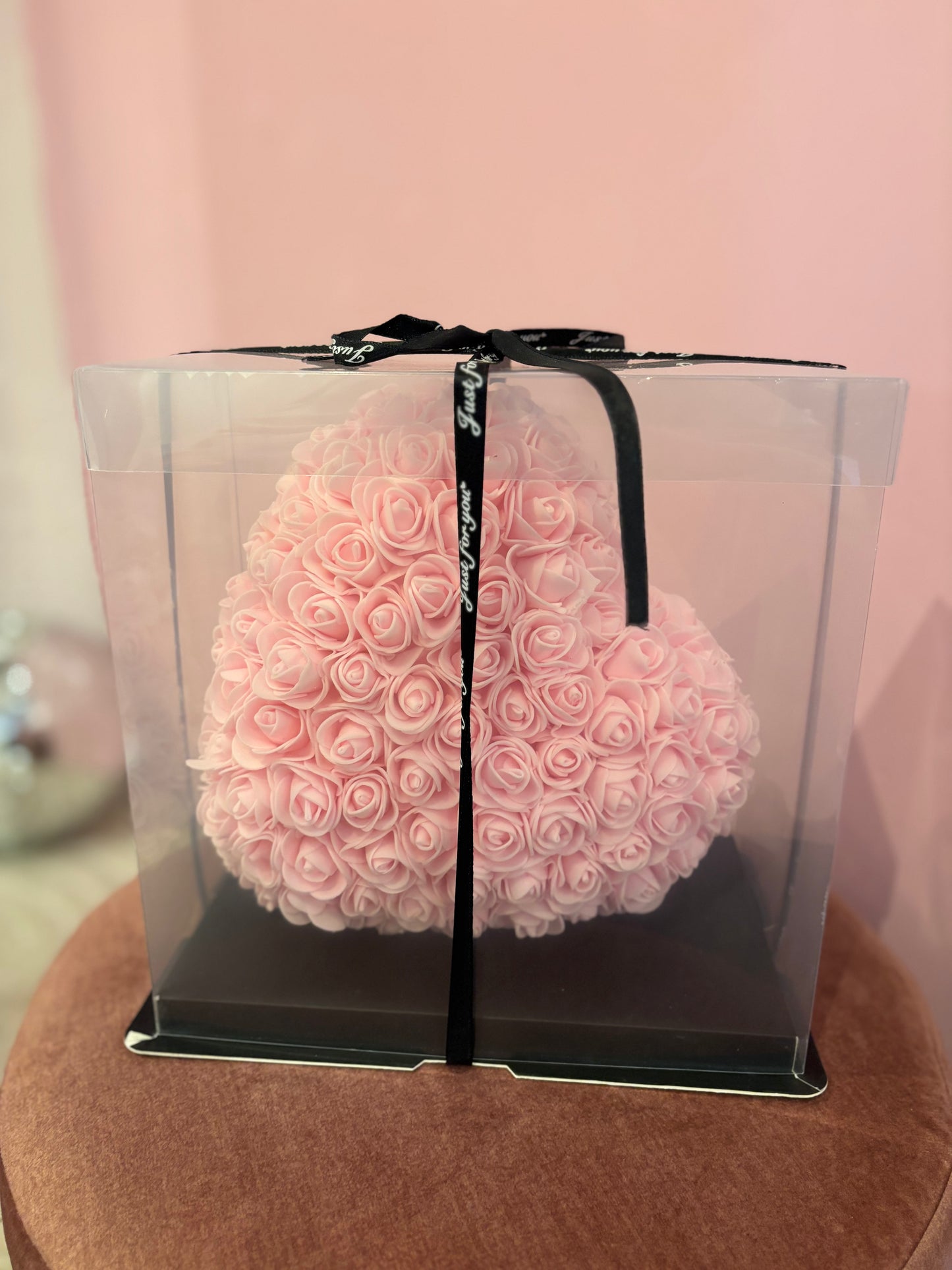 Cœur en fleurs roses