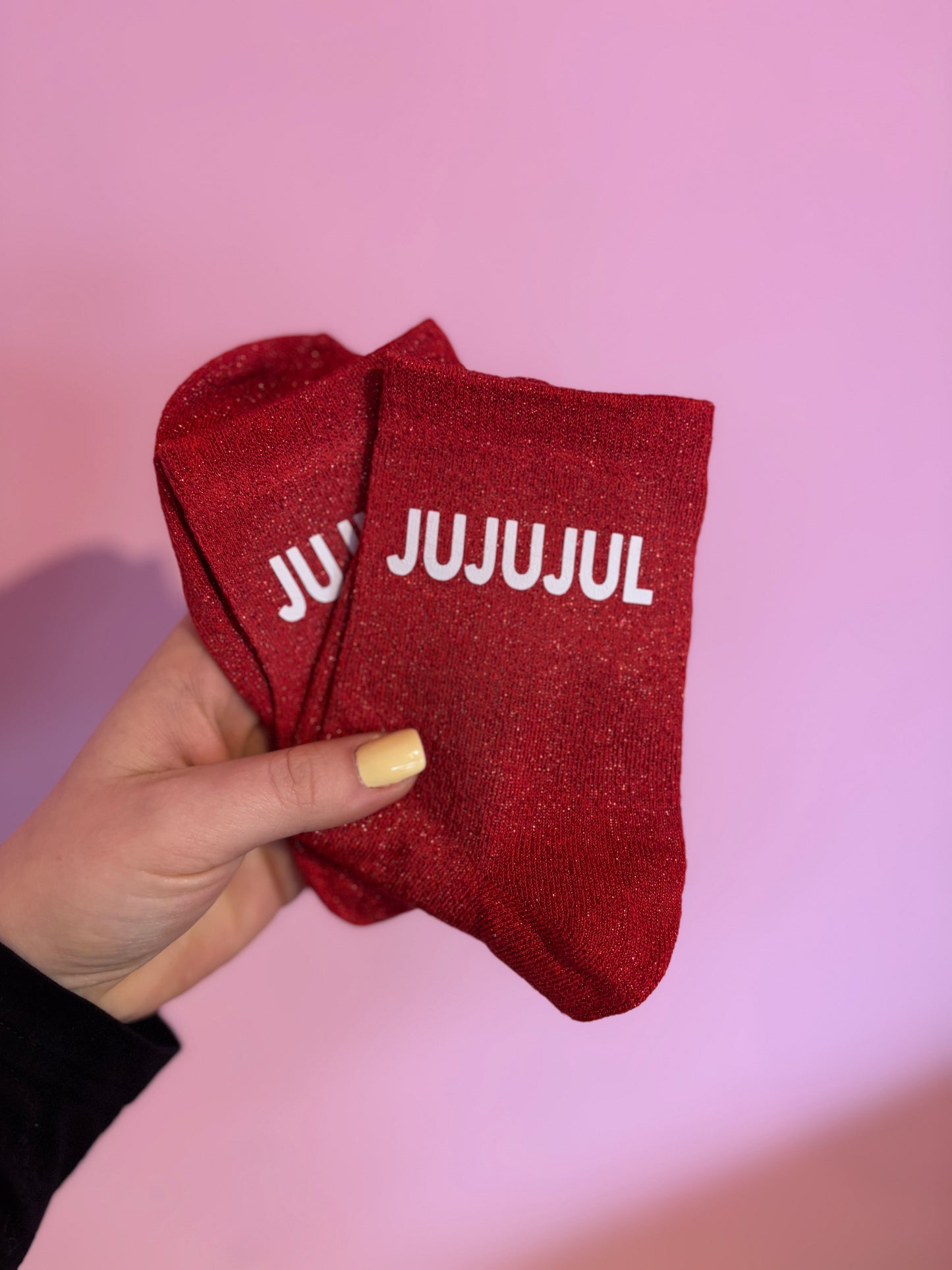 Chaussettes à paillettes jujujul rouges