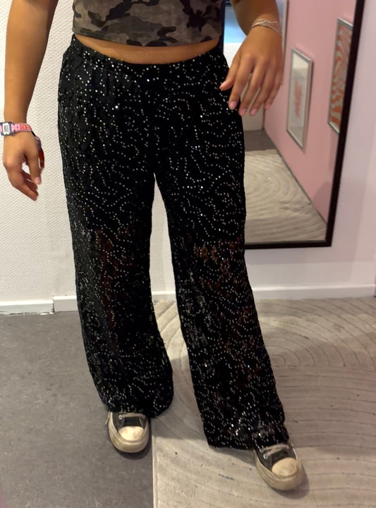 Pantalon dentelle sequins