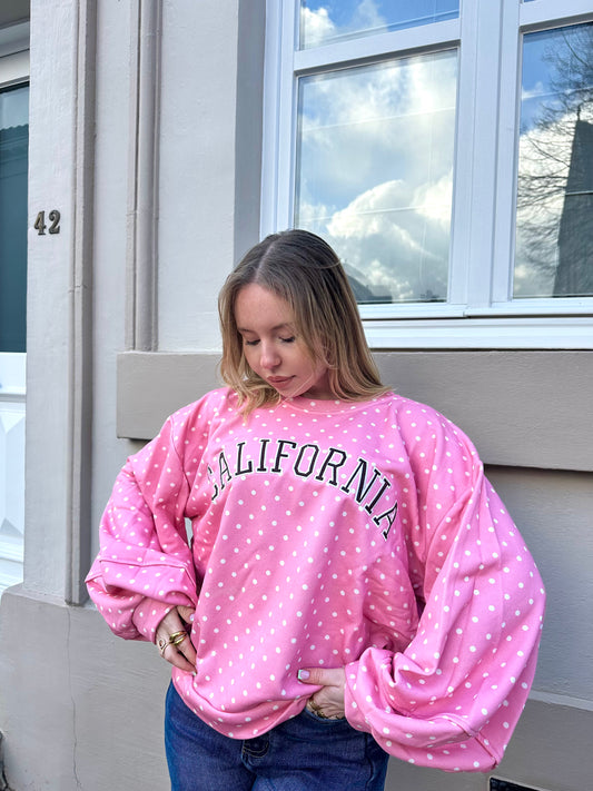 Sweat California pois rose ou jaune