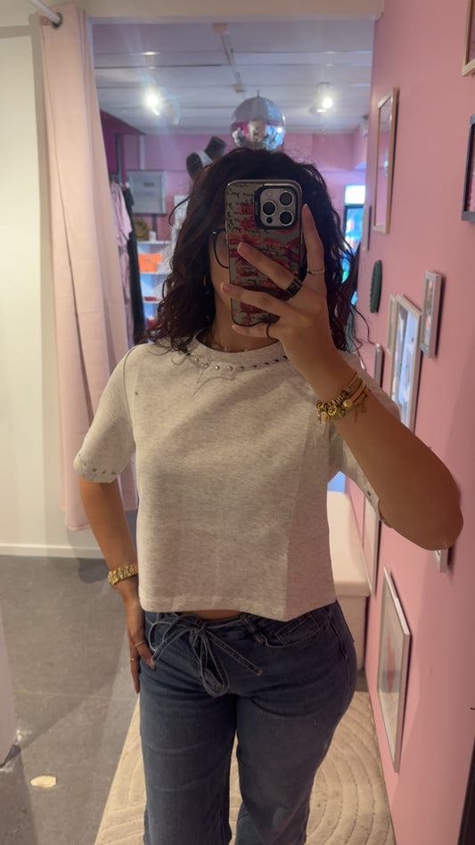 T-shirt à clous gris