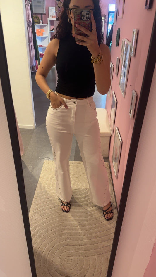 Jeans blanc à clous
