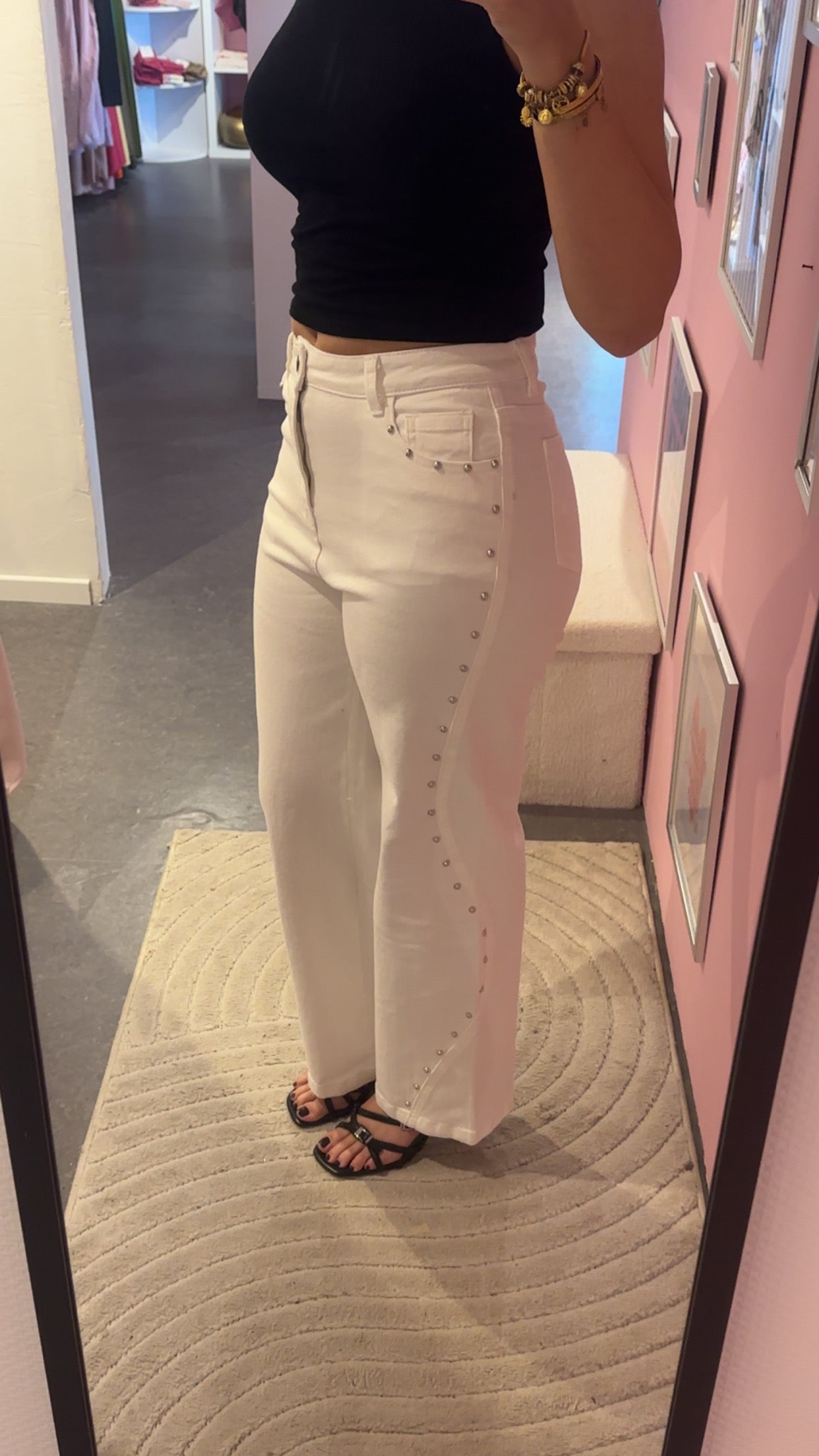 Jeans blanc à clous