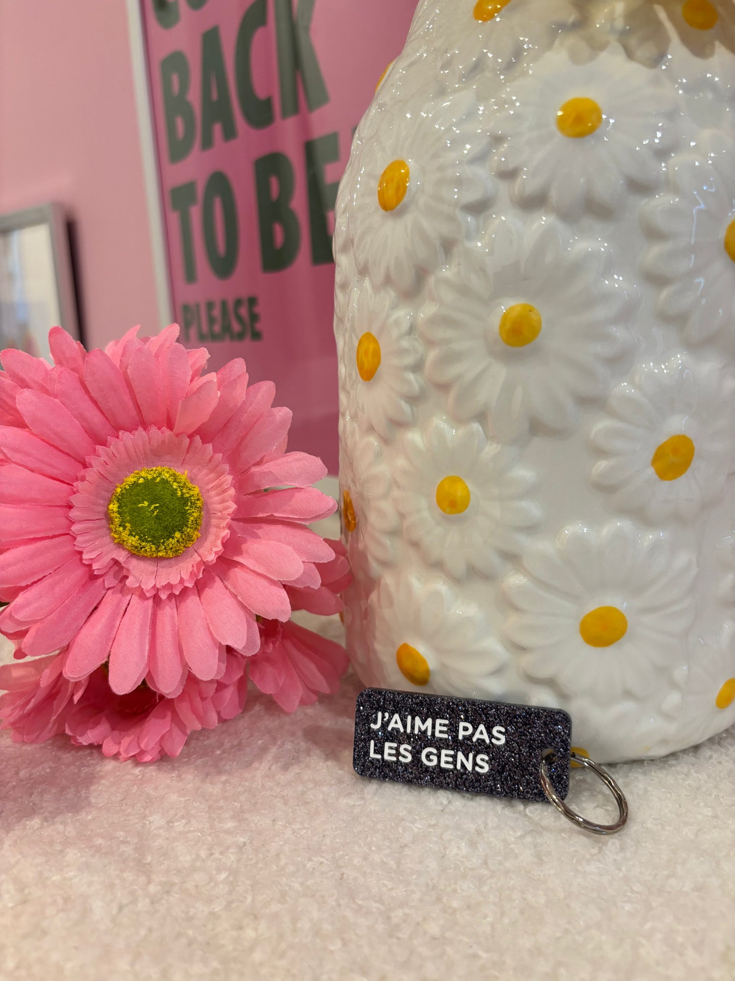 Porte clé à paillettes : j’aime pas les gens