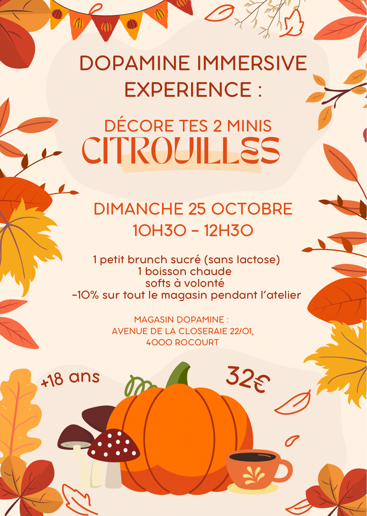 Dopamine immersive expérience Halloween : Peinture sur 2 minis citrouilles 🎃🍂🧡