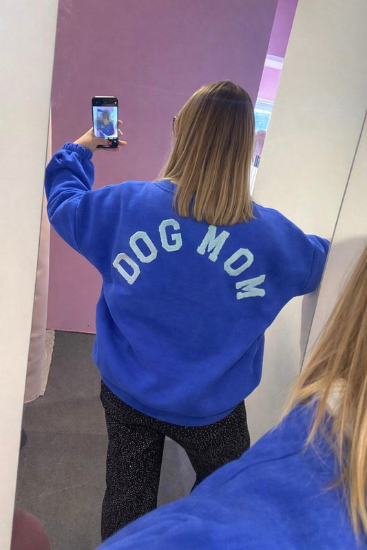 Sweat DOG MOM bleu