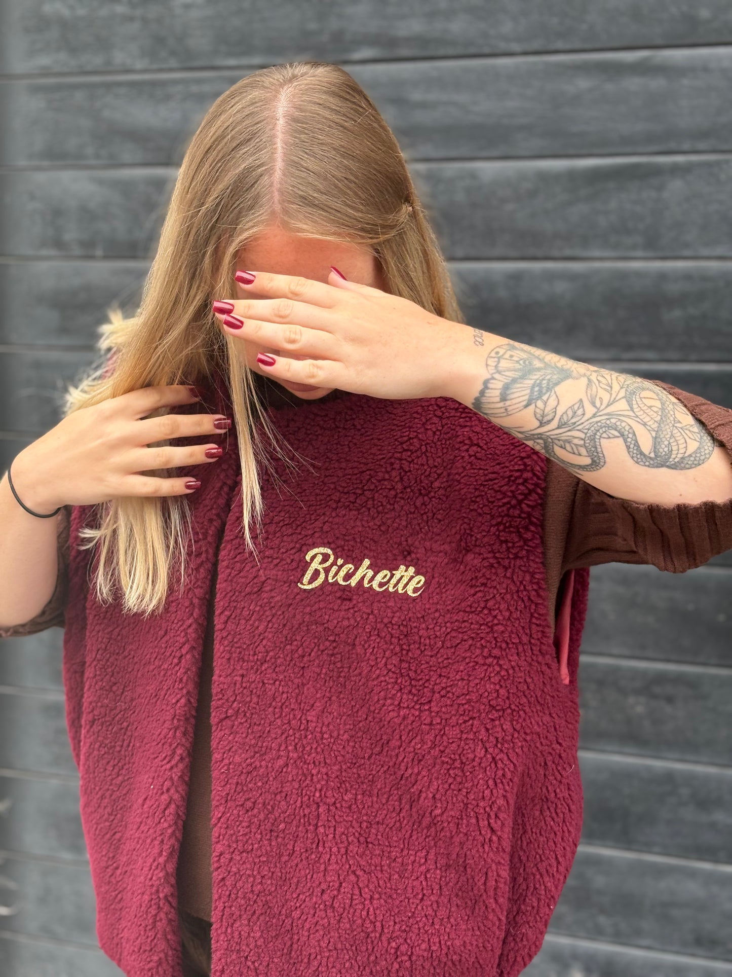 Gilet Teddy Bordeaux