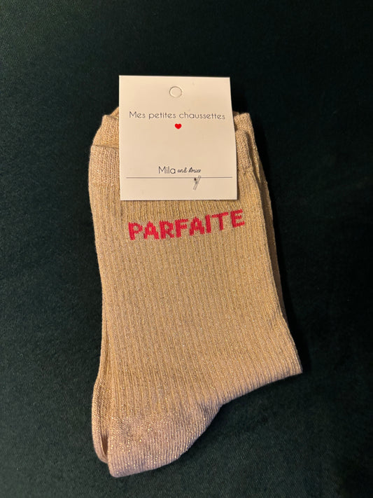 Chaussette à paillettes parfaite beige