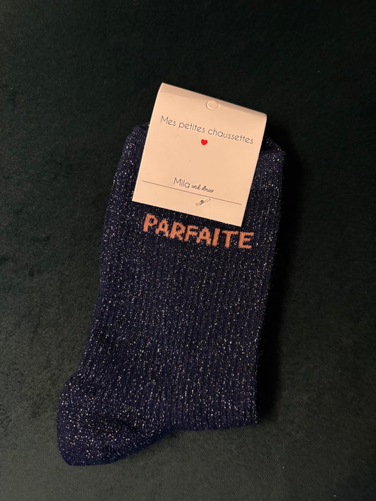Chaussette à paillettes parfaite bleu marine