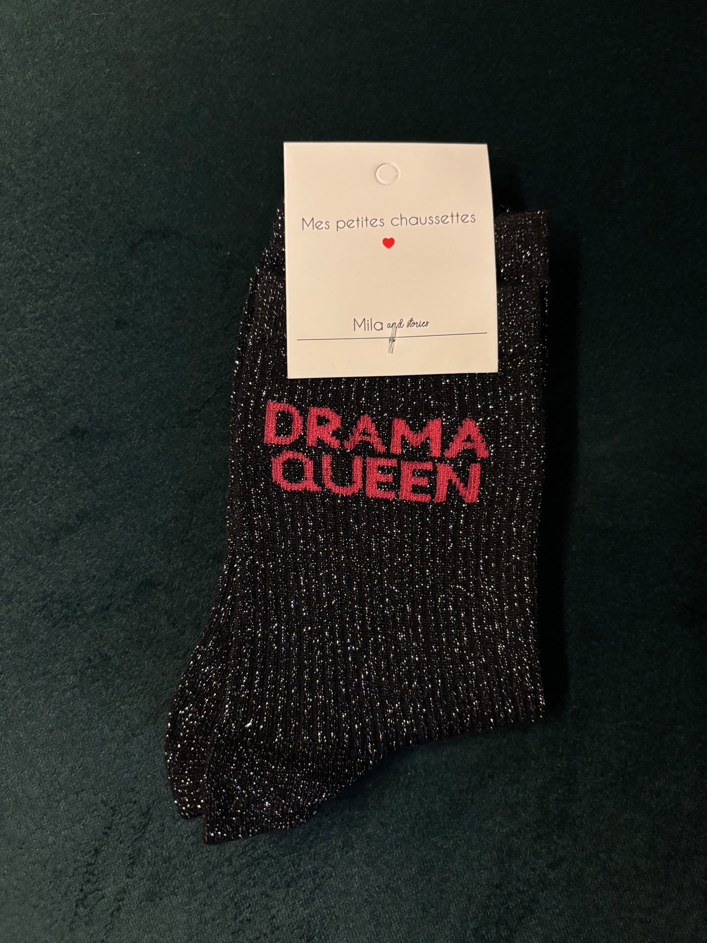 Chaussette à paillettes drama queen noire