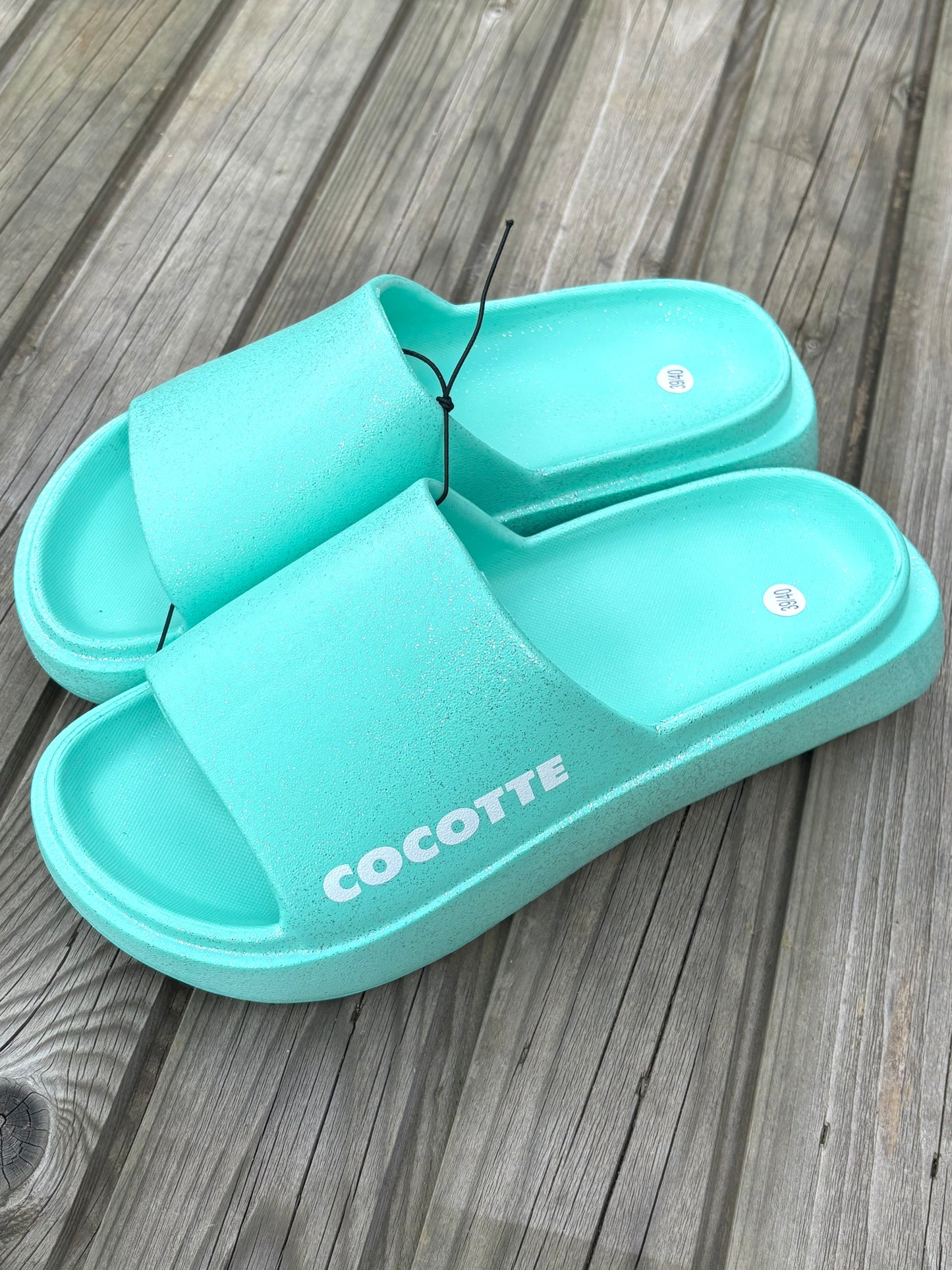 Claquette à paillettes Cocotte Turquoise